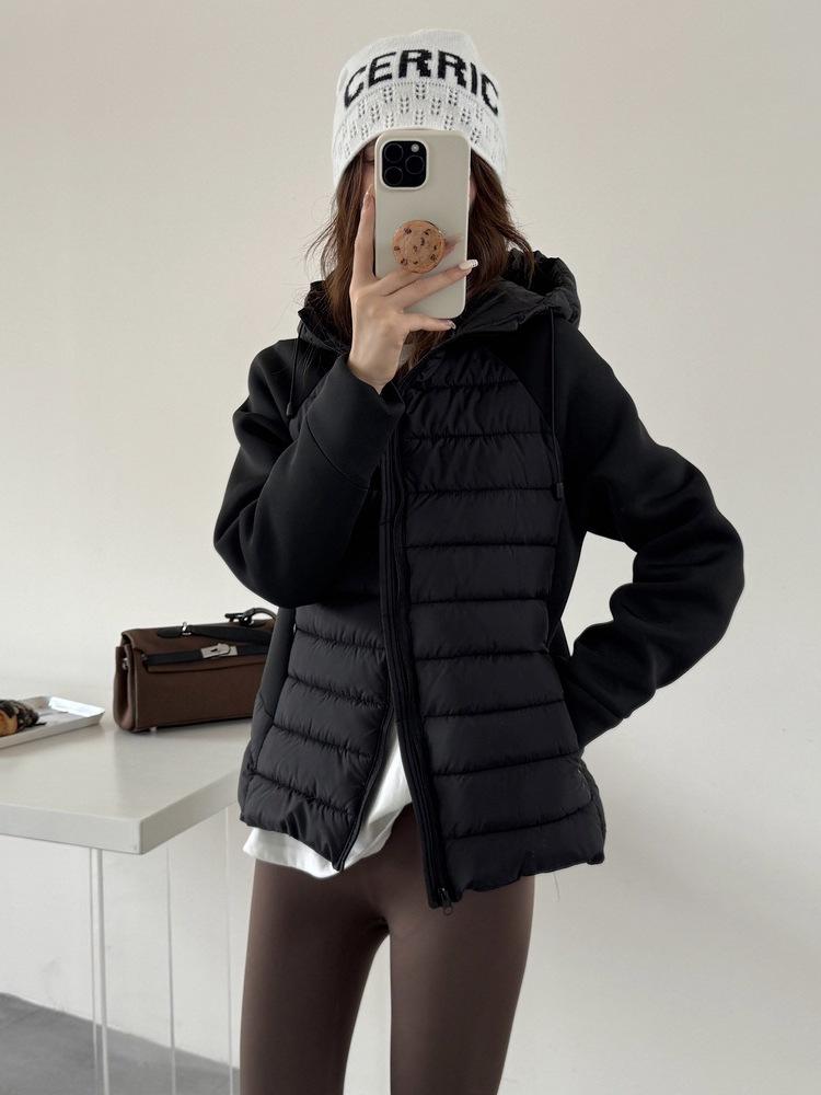 Hooded Down Padded Jacket Women's New Autumn and Winter Small Padded Jacket Short Splicing Padded Jacket