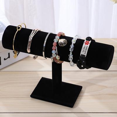 Exhibidor de joyas de terciopelo, pulseras, cadenas, relojes, barra en T, organizador, soporte rígido, expositor de joyas, expositor de pulseras