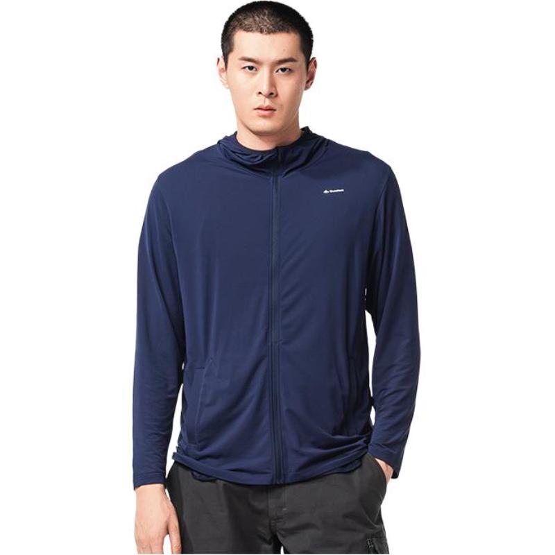

DECATHLON Outdoor Breathable Hooded Solid Color Breathable Zipper Design Long Sleeve Breathable UV Protection Sun Protection Clothing Men s Model 2XL темно-синий