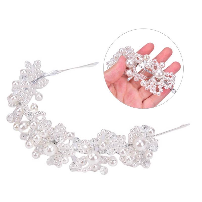 Bridal Wedding Headband Crystal Flower Tiara Crown Pearl Rhinestone Hair Band