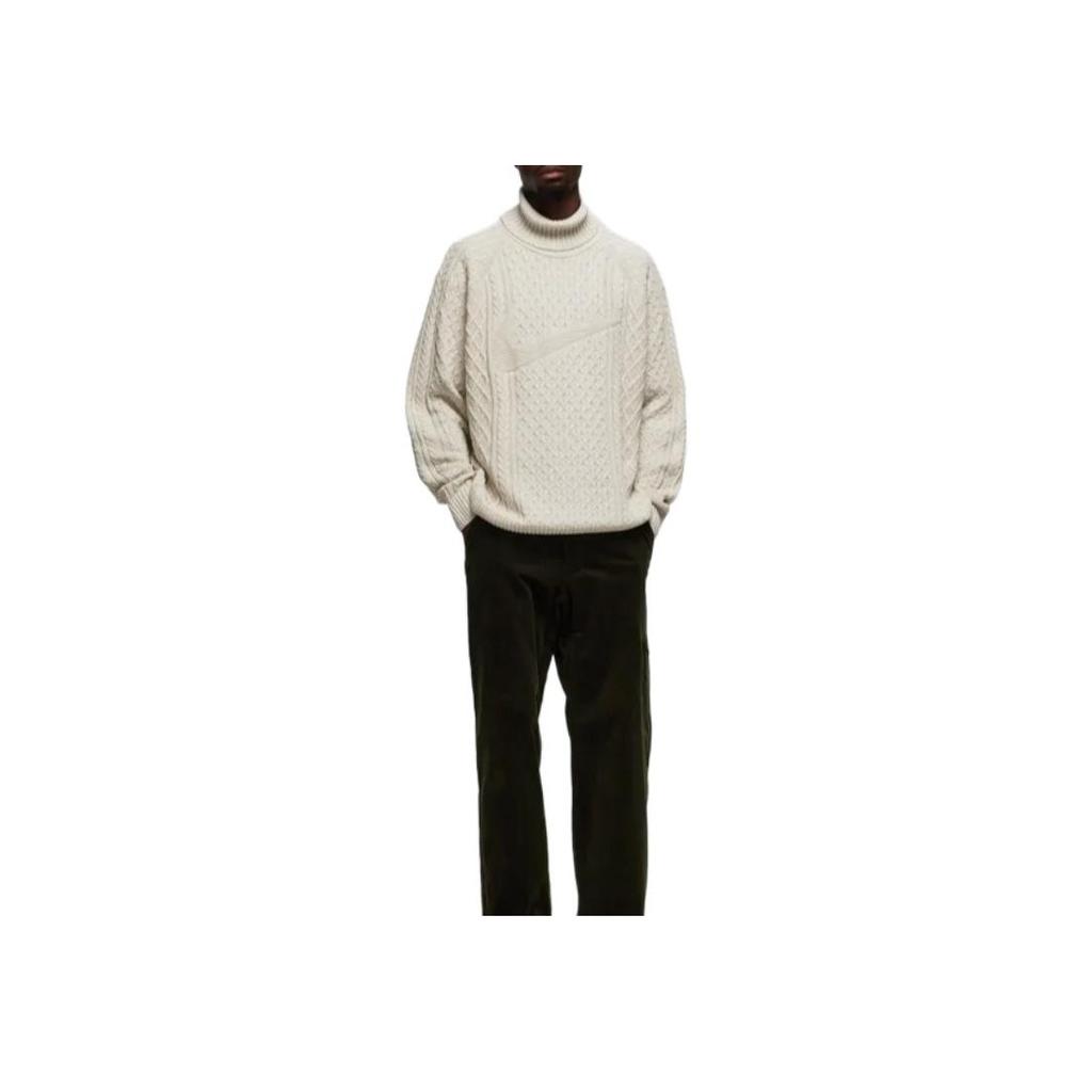 Nike Cable Knit Turtleneck Sweater Light Bone Men Tops White FB7770-072