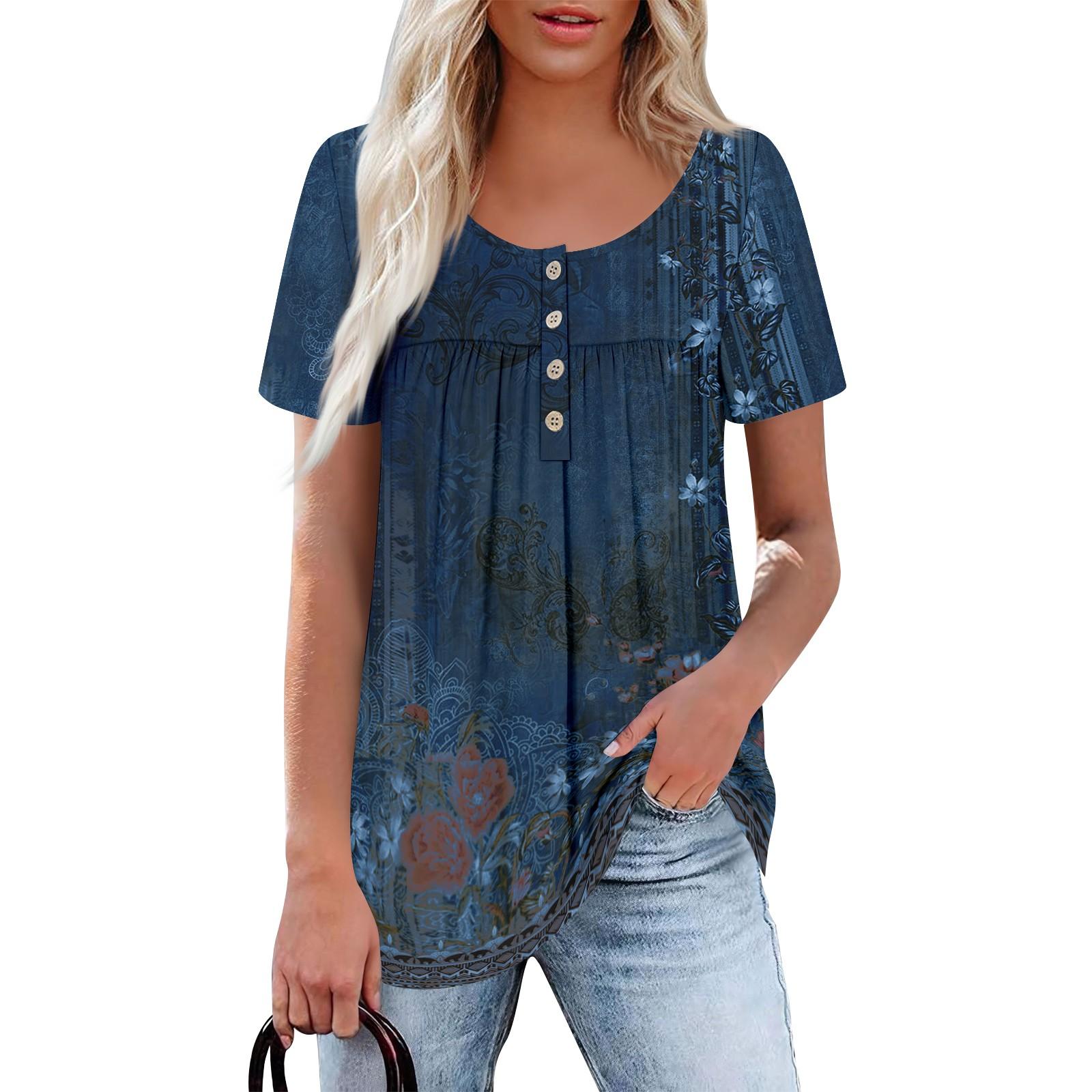 

Жіночий повсякденний однотонний топ із круглим вирізом і короткими рукавами, коміром на ґудзиках і рюшами XL