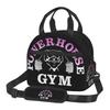 Powerhouse Gym Logo Print Thermal Lunch Bag with Adjustable Shoulder Strap Insulated Lunch Box Reusable Portable Bento Tote Bag