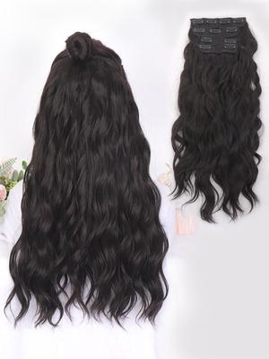 20 Inch Long Curly Hair 4 Pieces/set of 11 Clips Synthetic Clip Style Hair Extensions