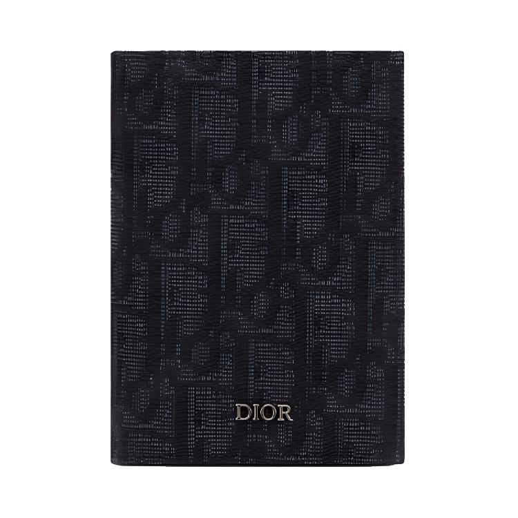 Dior Classic Monogram Print Two-Fold Leather Card Holder Men Card Holders Black 2ESCH138YSE-H03E