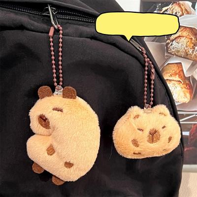 Capybara Plush Doll Keychain Brooches Cute Guinea Pig Bag Pendant Creative Fluffty Animals Keyring Stuffed Doll Keychains