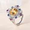Natural Citrine Ring with 925 Sterling Silver for Women November Birthstone Yellow Gemstone Fine Jewelry Wedding Luxury Gift