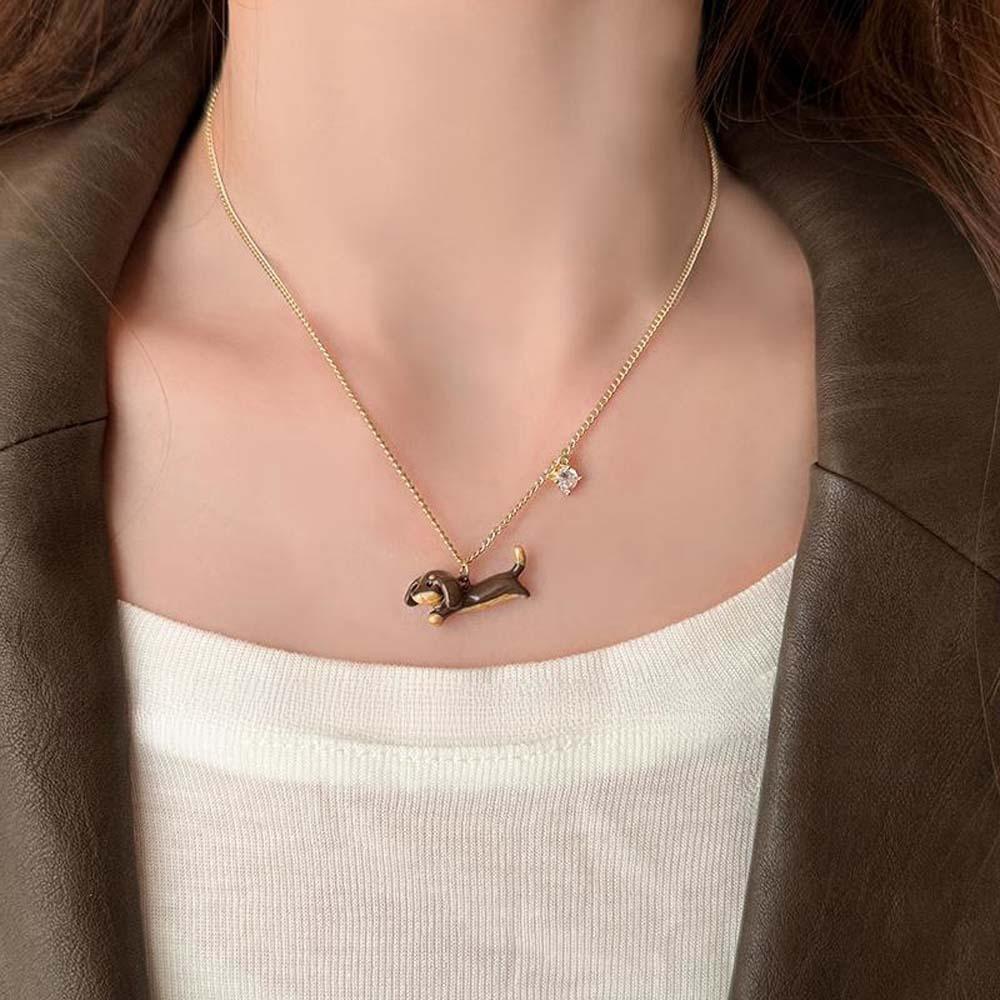 Acetic Acid Dachshund Earrings Bracelet Animal Dog Hair Clip Cute Cartoon Chain Necklace  Girls