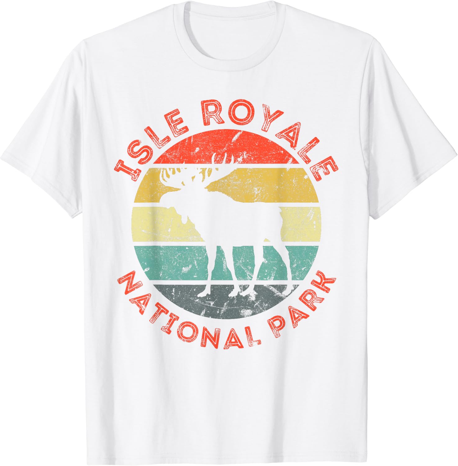 Isle Royale National Park Michigan Moose Hiking Vintage Men T Shirt XS белый
