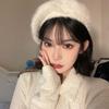 Women’s Hat Sweet and Cute Bowknot Rabbit Fur Plush Beret - Warm Painter Hat for Autumn and Winter