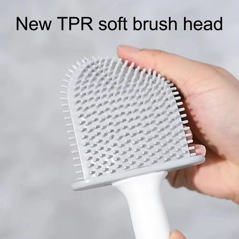 Brosse de Toilette Respirante Flexible en Silicone Avec Support à Séchage Rapide Outils de Nettoyage de Salle de Bain Muraux