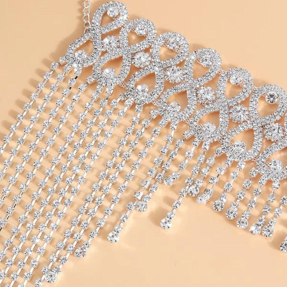Long Tassel Sparkling Tiara Headdress Shiny Headpiece Cap Tassel Hair Chain  Party Props