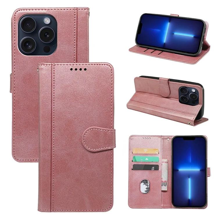 

For iPhone 13 Pro Case PU Leather Calf Texture Phone Cover with Card Cash Slots