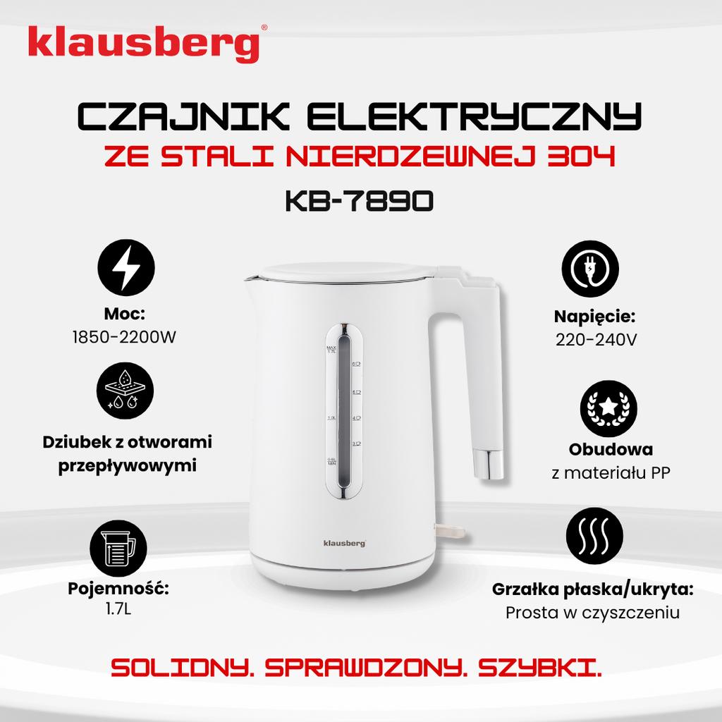 Cordless electric kettle 1.7L white KLAUSBERG KB-7890
