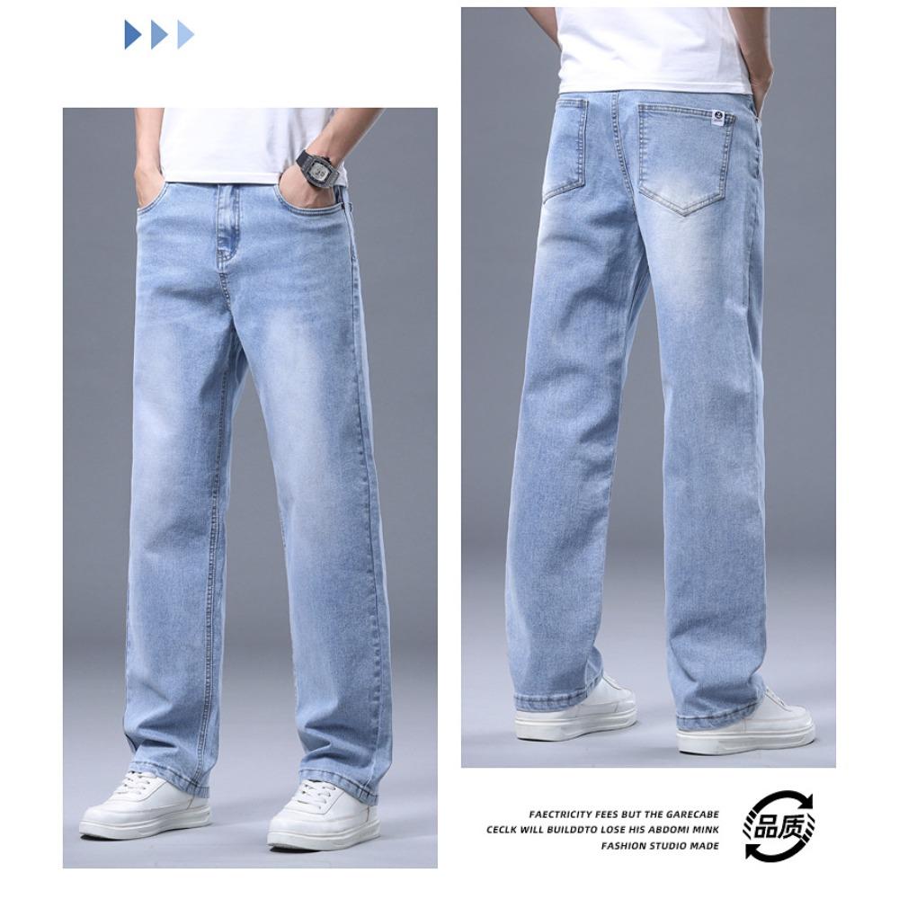 Neue Sommer-Tencel-Herrenjeans: Hochwertige, gewaschene, entspannt geschnittene, schmal gerade, vielseitige Jeans für Herren