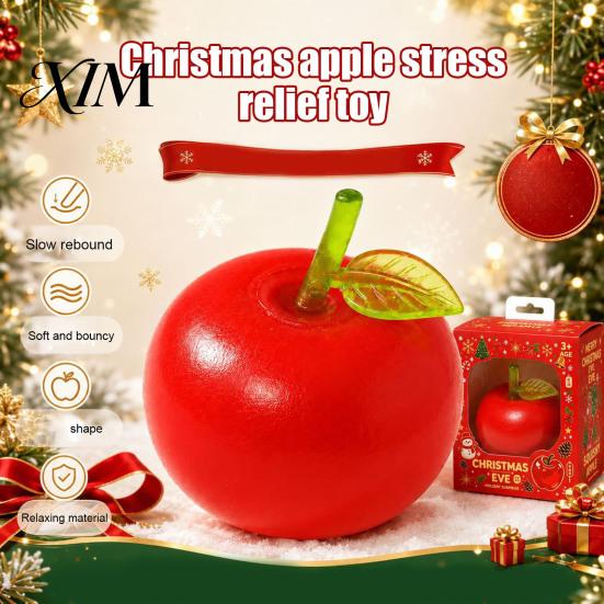Stress Relief Sensory Toy Fruit Squeeze Toy, Christmas Shaped Soft Slow Rise Fidget Novelty Holiday Gift Box Cute for Adults Kids Anxiety Ball