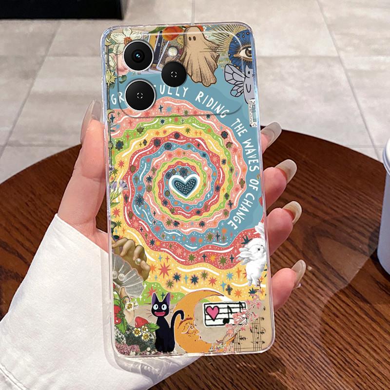 For Tecno Spark 40 4G KM5 Cases Clear Silicone Soft TPU Jelly Casing Cover Tecno Spark40 4G Cute Rabbit Cat Dinasaur Phone Case