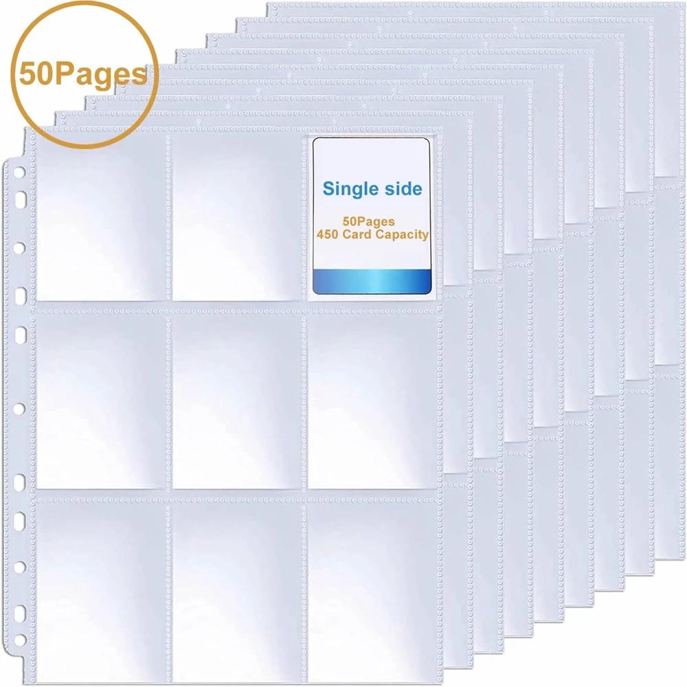 

Pockets Single Side Trading Card Album Holder Sleeves 9 Pocket Clear Plastic Game Protectors Baseball Cards 50 Pages