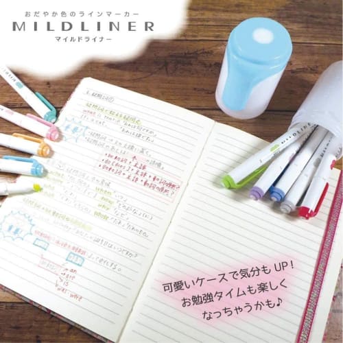 Zebra Highlighter Mild Liner 10 Colors with Hard Case Blue Green WKT7-HD-BG-AZ