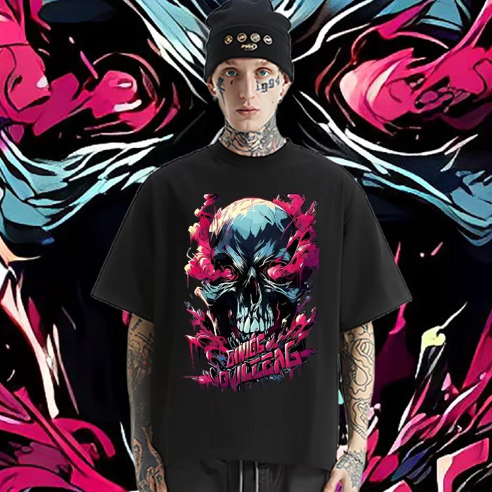 2024 New Oversize Loose O-Neck American Retro Tees For Men‘s Causal Soft XXL Clothes Commemorative Hot Sale Quick-Drying T-shirt