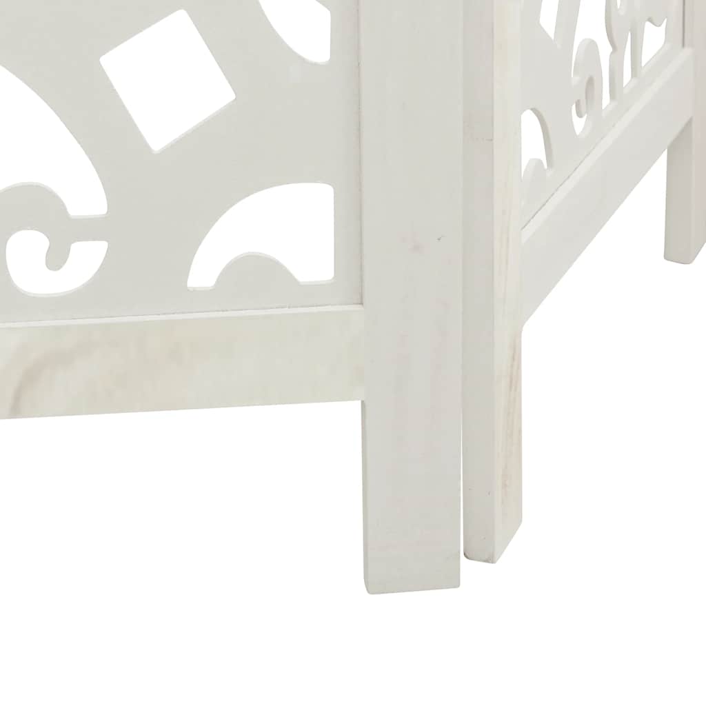 3 Piece Room Divider White Solid Paulownia Wood