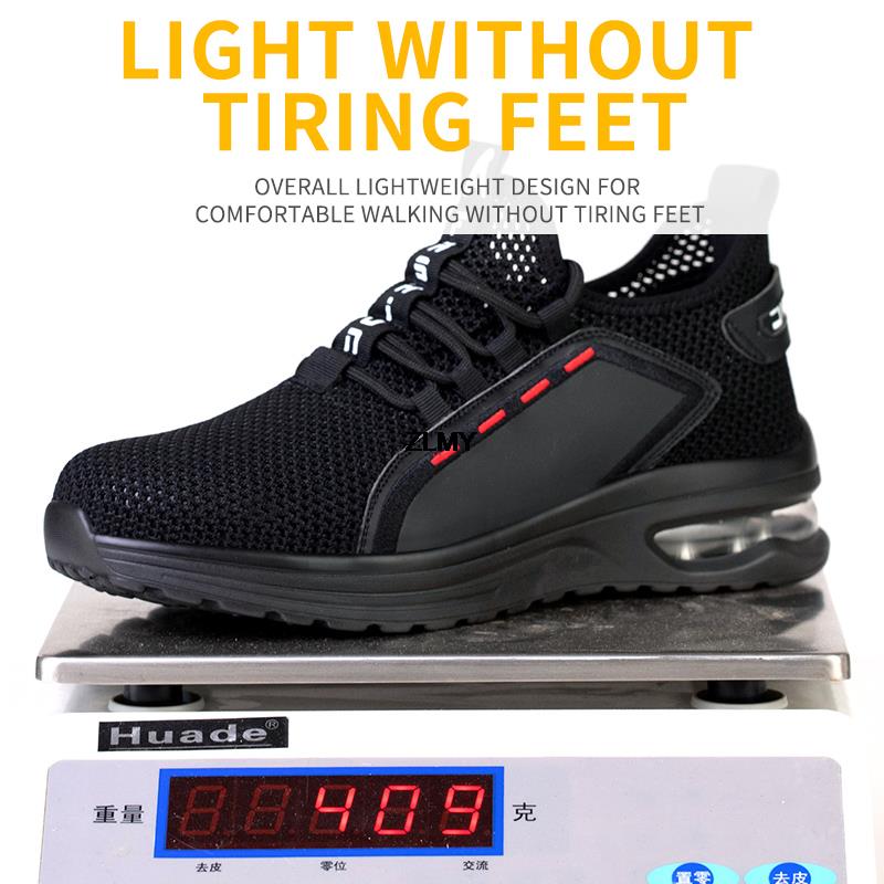 Air Cushion Safety Shoes Men Mesh Breathable Steel Toe Sneaker Puncture Proof Work Safety Boots Anti-smash Man Work Shoes Summer
