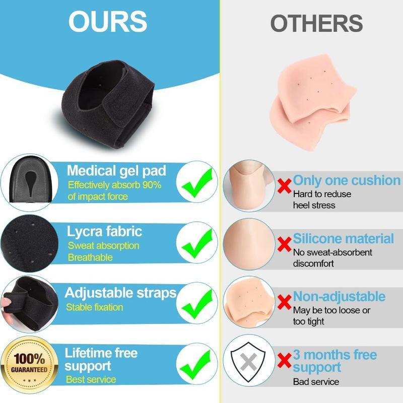 1 Pair Of Heel Protection Sleeves Shock-absorbing Pressure Height Increasing Pad Silicone Anti Slip Half Pad