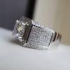 Luxury 925 Sterling copper Ring With Zircon Crystal Ring For Men Zircon Gift