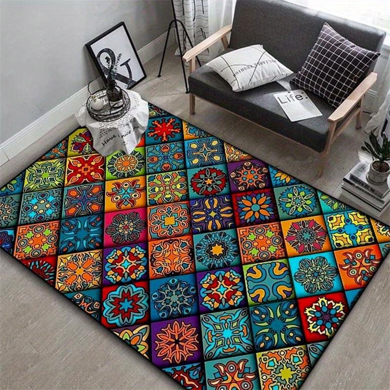 

Bohemian Tile Pattern Area Rug for Bedroom Living Room Office Non Slip Washable Floor Mat Home Decorative Carpet for Indoor Use 40X60CM