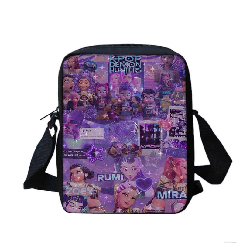 Borsa a tracolla Kpop Demon Hunters con design stampato per studenti delle scuole medie