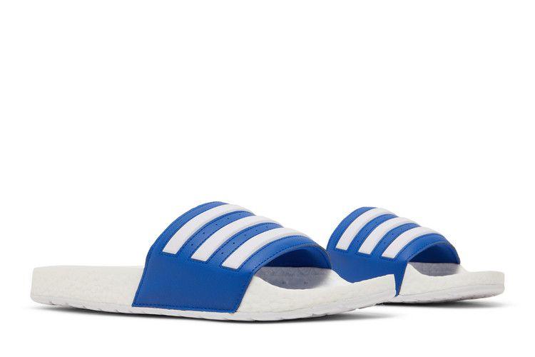 Men's Slides Adidas Adilette Boost Slide White Royal White/Royal Blue