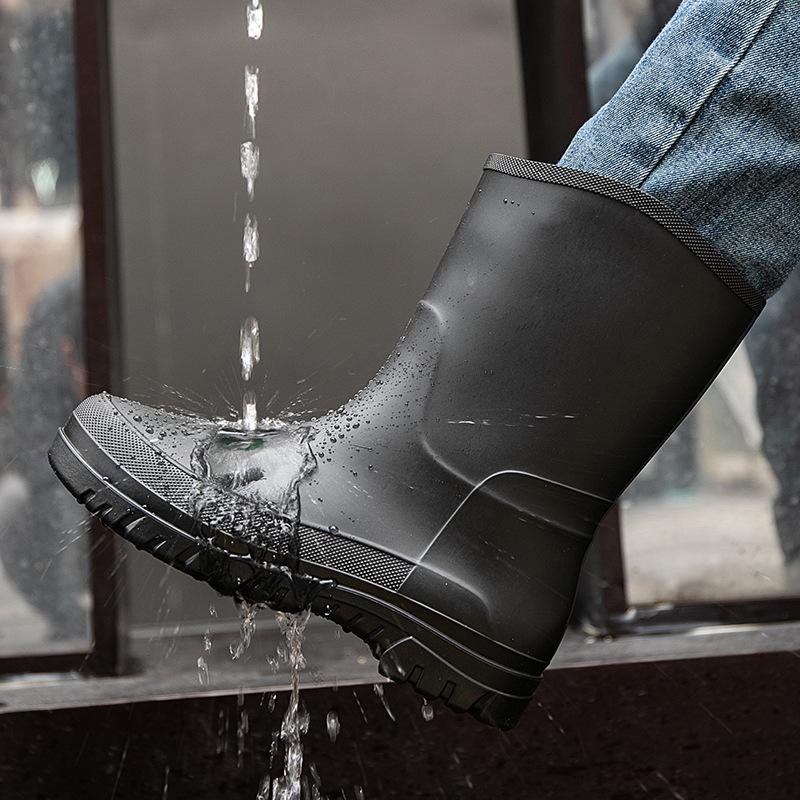 shoes men's non-slip bundle mouth medium and long tube waterproof household water boots camping fishing water shoes catching the sea rubber shoes