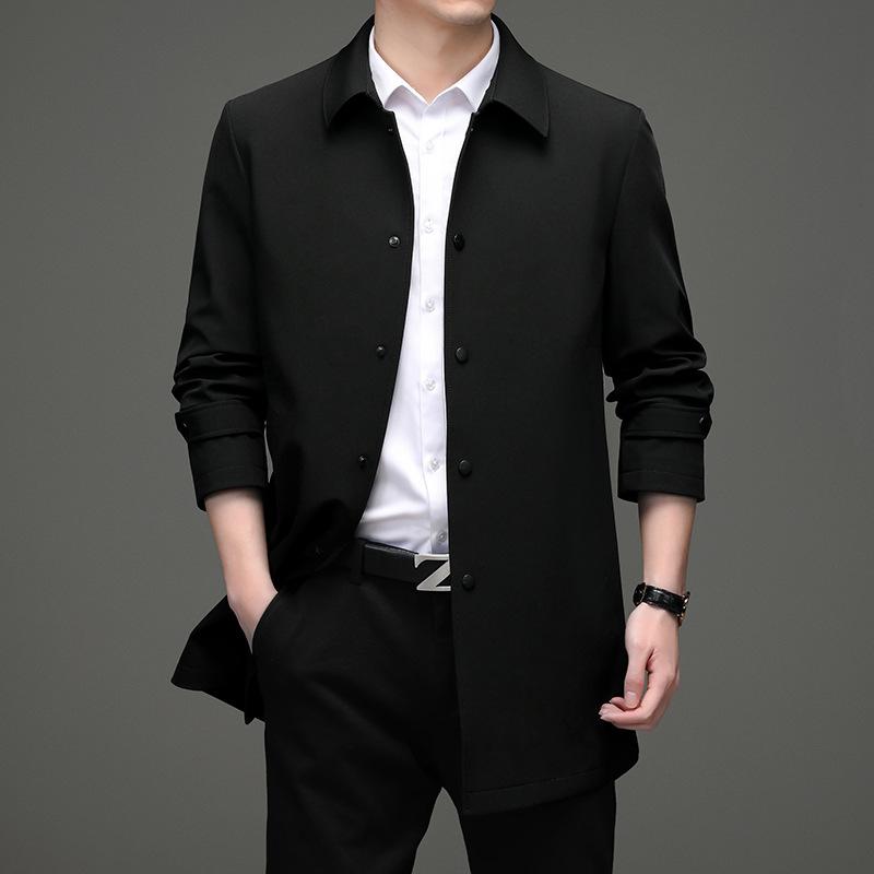 Spring and autumn men's mid-length windbreaker thin middle-aged men's jacket casual fashion coat coat
