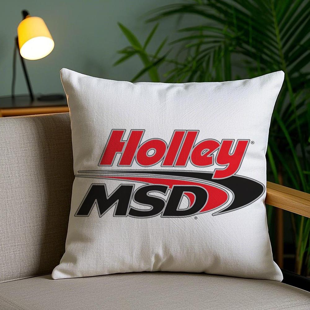 Logo H-Holley Cushion Cover Plush Fabric Soft Double-Sided Printed Invisible Zipper Sofa Pillow Case Home Decor