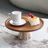 Light Luxury and High Feet Metal Hammer Base Fruit Bowl Ornaments Home Solid Wood Cake Dessert Display Tray Decorations Plate
