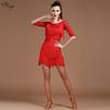 Womens Latin Dance Performance Dress With Lace Fringe Milk Silk Fabric Ballroom Events Competitions
