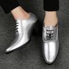 Men High Heels Silver Derby Wedding Dress Dance Business Gold Elevator Shoes Height Increase Tuxedo Prom Blazers Shoes Plus Size