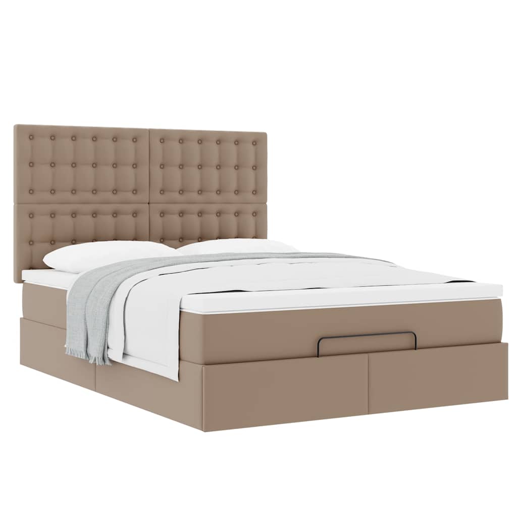 Ottoman Bed with Mattress Cappuccino Brown 140x200 cm Faux Leather