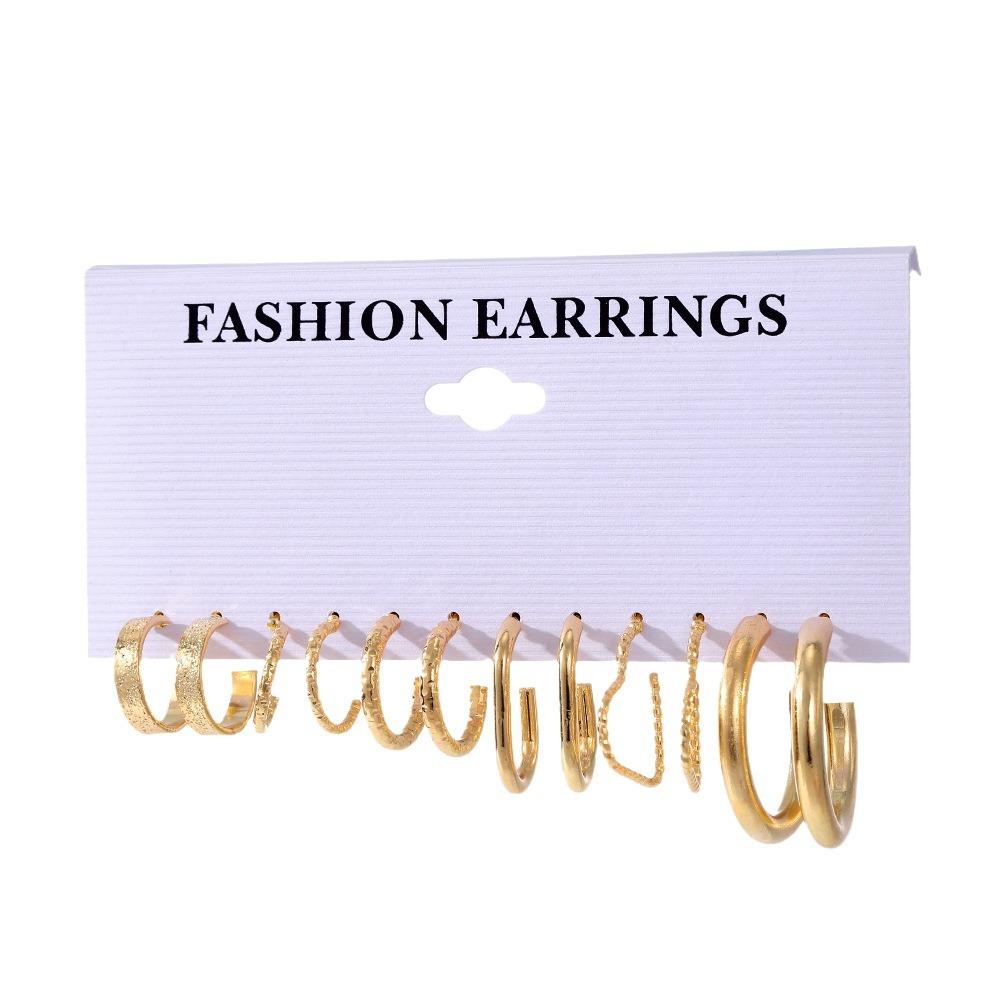 Fashion Style Gold C-chain Earrings Set, Women's Temperament Light Luxury High-end Earrings