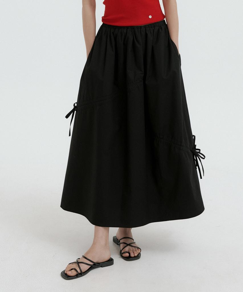 Lucirju Ribbon Banding Balloon Skirt (Black)