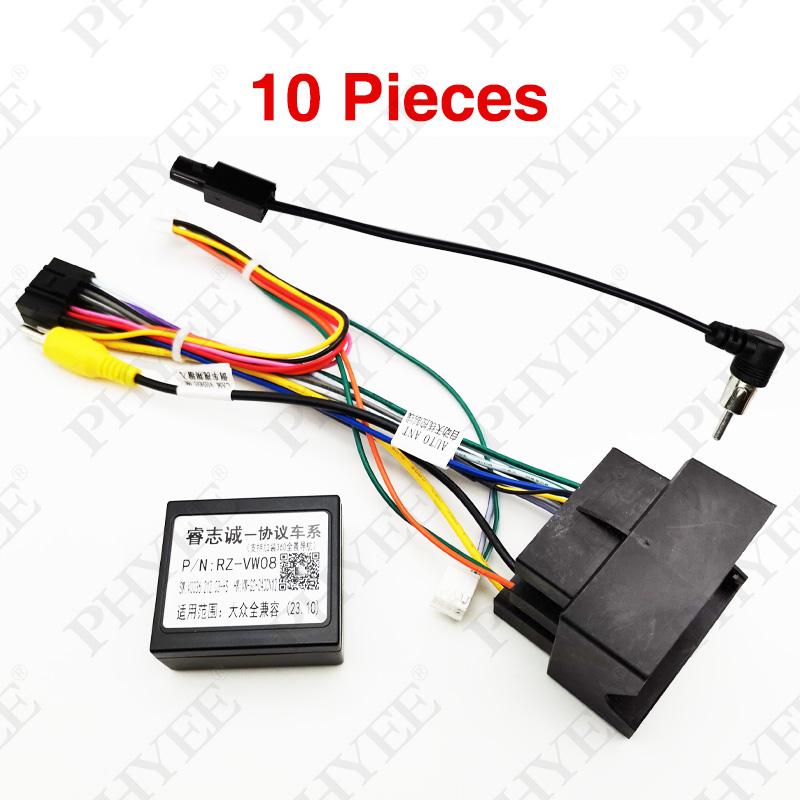 MQB Quadlock 52 Pin CAN Bus Decoder Wiring Harness, SWC Support, Plug & Play 16Pin Android Radio Adapter for VW Golf 7 Passat B8