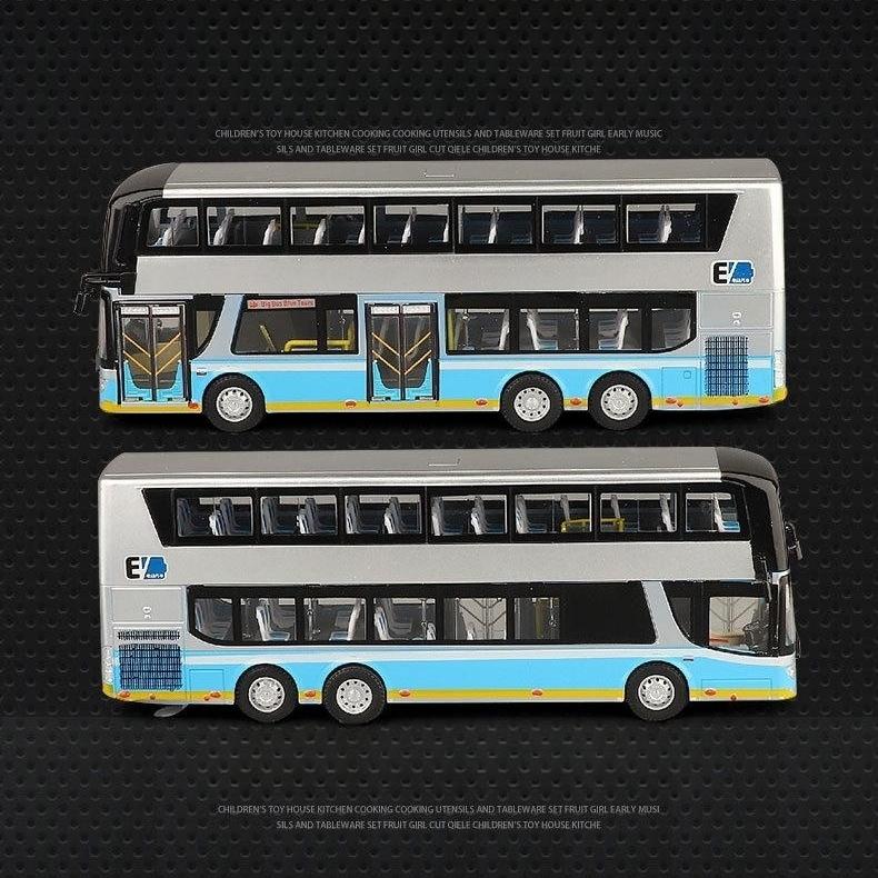 1:42er Maßstab Doppeldecker Spielzeugbus, Stadtrundfahrt Metalllegierung Modellauto Pull-Back Geräusch & Licht Sammlung Für Jungen, Kind
