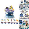Astronaut Themed Birthday Party Supplies With Paper Flag Banners And Latex Balloons For Celebrations