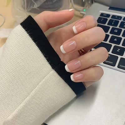French Wearable Manicure Short Fake Nails Wearable Fake Nails