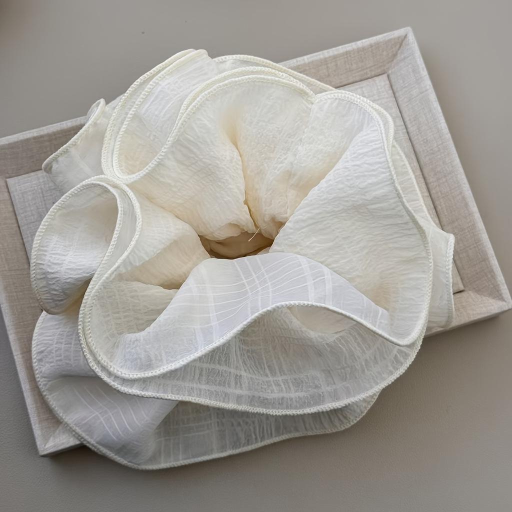 1pc Elegant French Style Chiffon Large Intestine Hair Loop Retro Pleated, Soft Chiffon Fabric,Elastic Ponytail Holder for Women Stylish Hair Accessory