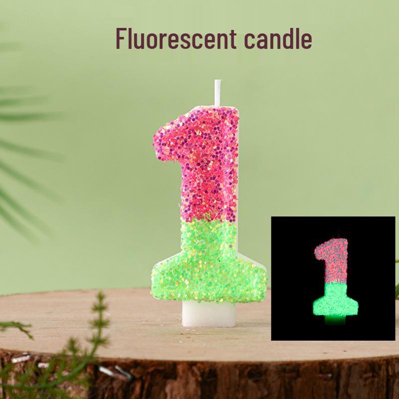 Dual-Color Fluorescent Birthday Number Candles 0-9 – High-End Party Supplies