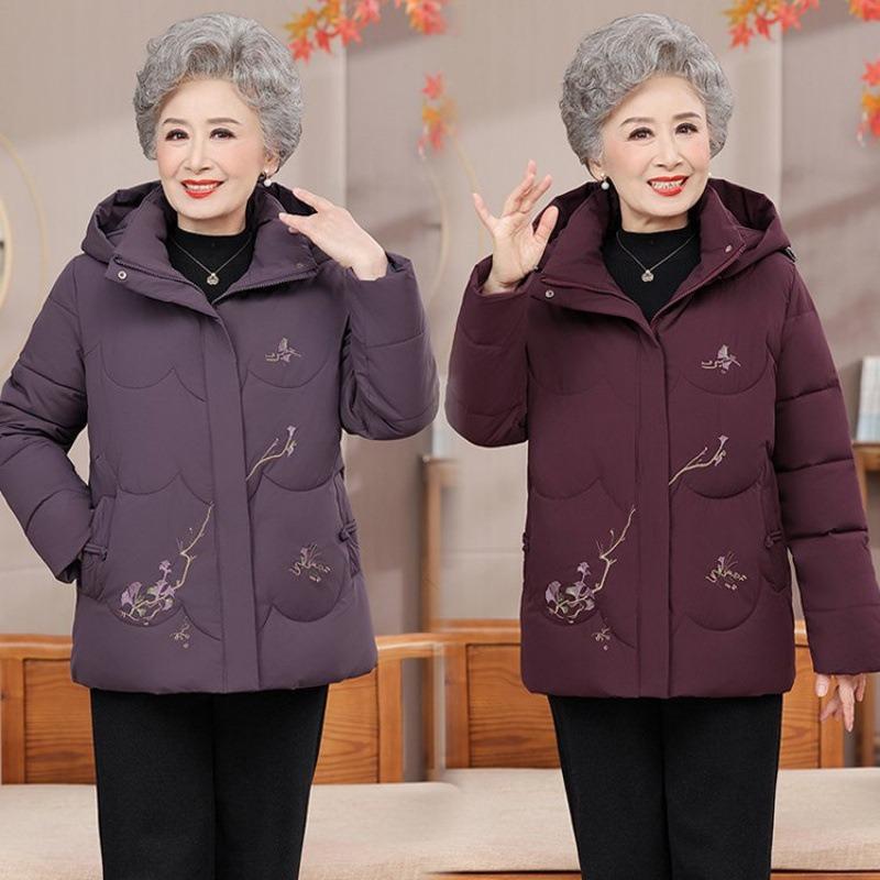 New Grandma Winter Cotton-padded Clothes Thickened Old Lady Winter Down Cotton Clothes Warm Old Man Mother Coat