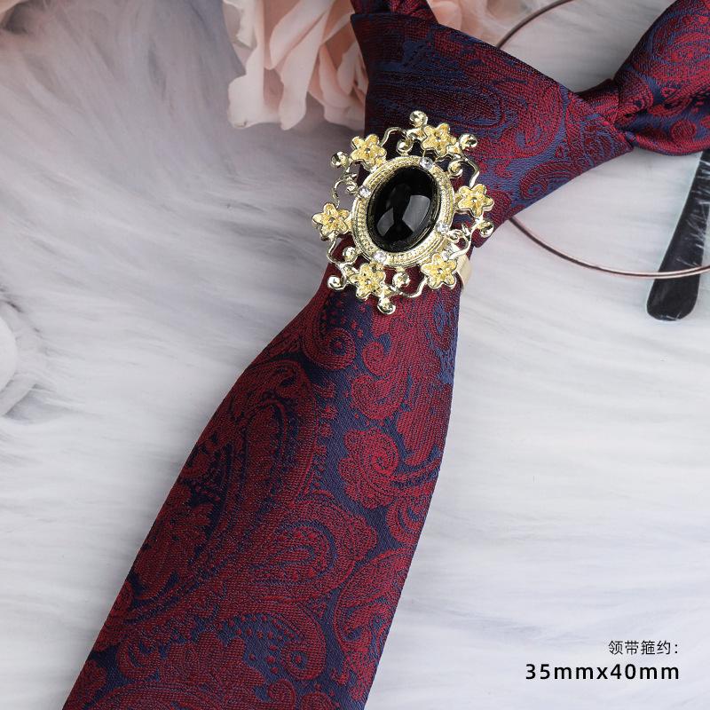 Men'S Emperor Rhinestone Collar Ring Clip Tie Hoop Vintage Knight Tie Hoop Business Shirt Tie Button Brooch