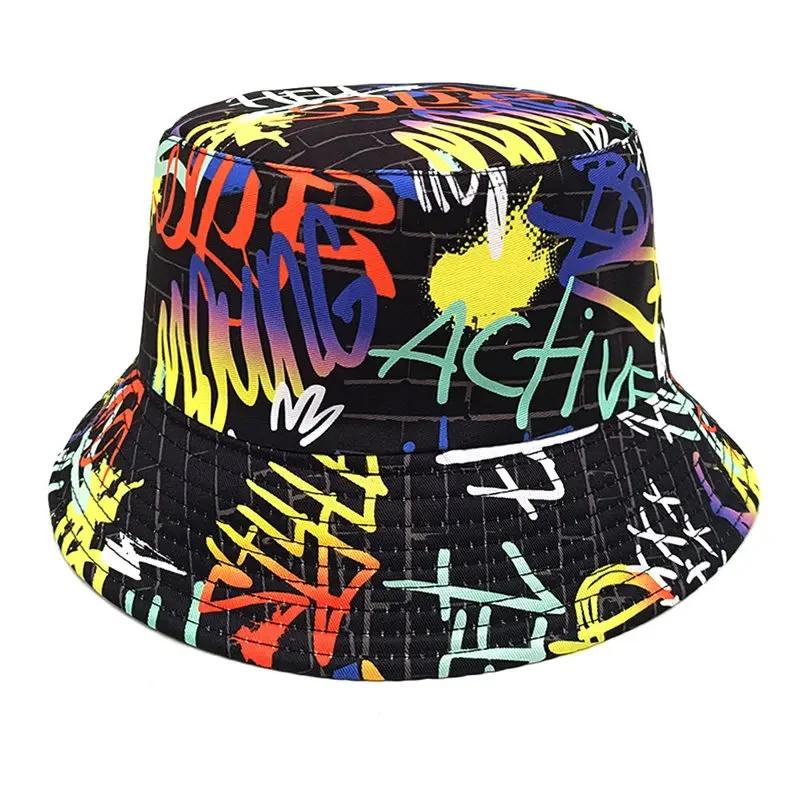 Spring And Summer Polyester Geometric Print Bucket Hat Fisherman Hat Outdoor Travel Sun Cap For Men And Women 205