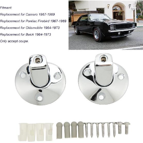 

Sunvisor Support Bracket Car Sun Visor Support Brackets with Screw Bushing Chrome Plating Replacement for 1967‑1969